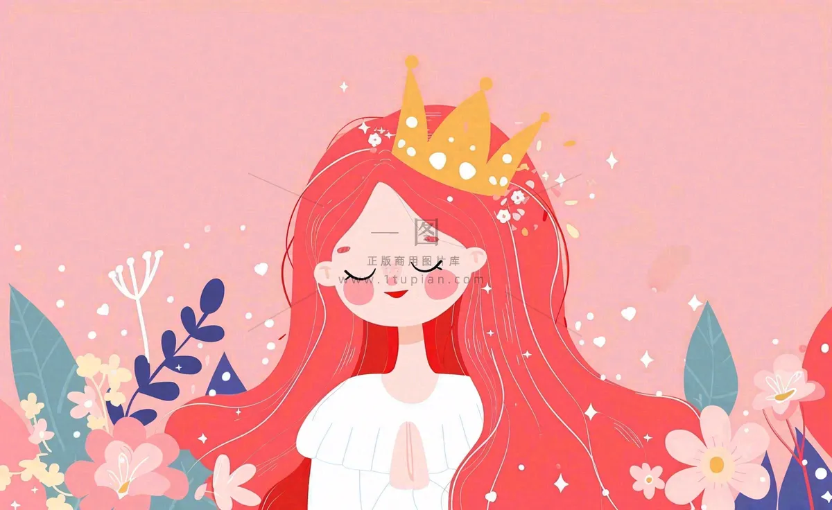 粉色鲜花女生节妇女节浪漫唯美插画背景