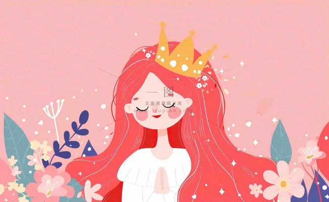 粉色鲜花女生节妇女节浪漫唯美插画背景