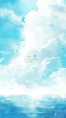 海洋海面蓝天云层白云清新春天夏天阳光，立夏夏至大暑小暑