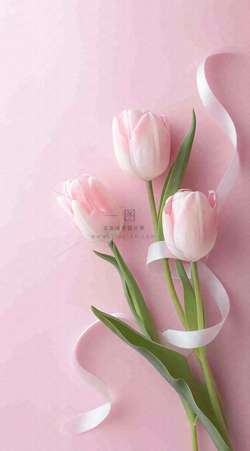 粉色郁金香花束母亲节送花摄影图