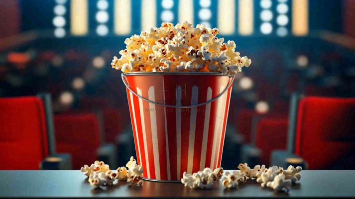 电影院休闲爆米花观影场景摄影图