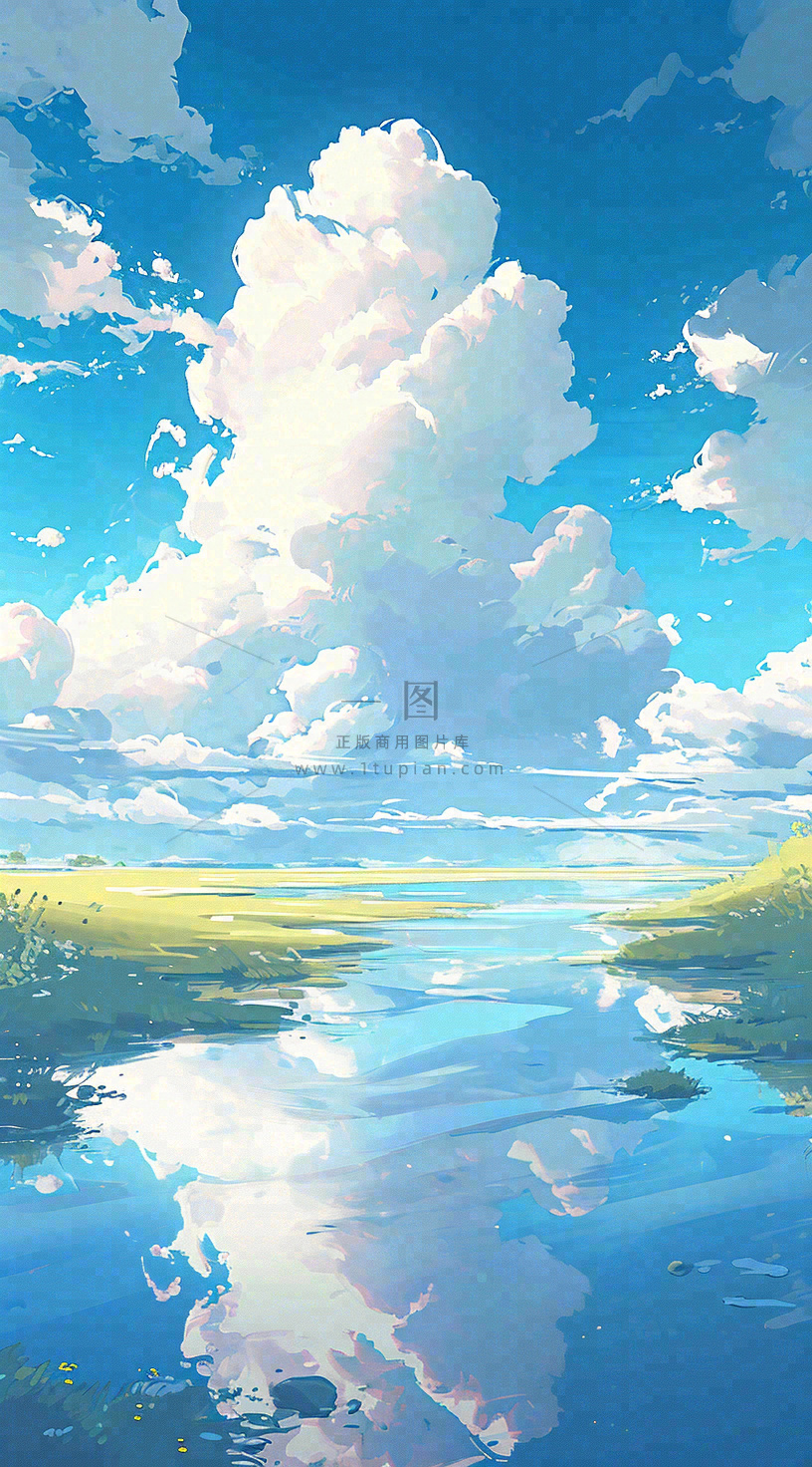 春天河边青草池塘蓝天白云,立春