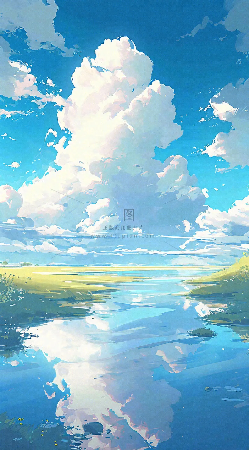 春天河边青草池塘蓝天白云，立春