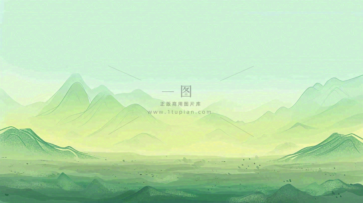 绿色延绵山脉意境国风