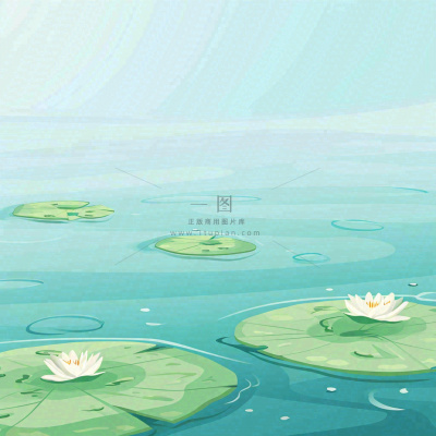 中国风夏日荷塘池白色荷花盛开手绘插画,立夏夏至大暑小暑 中国风夏日荷塘池白色荷花盛开手绘插画,立夏夏至大暑小暑