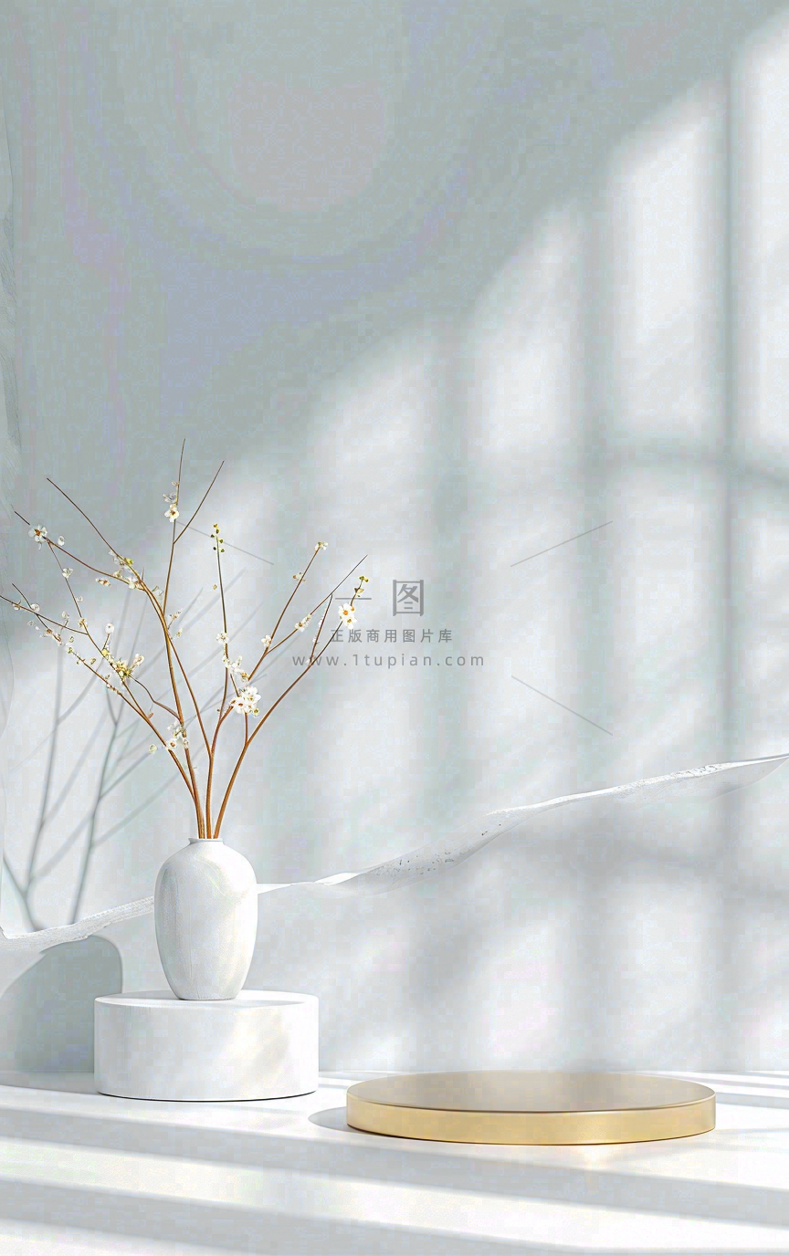 美妆护肤3d展台清新背景