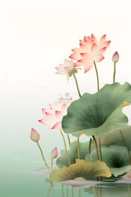 意境国潮荷花简约淡雅背景 意境国潮荷花简约淡雅背景