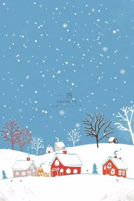 冬天白雪覆盖寒冷唯美雪景大寒插画背景