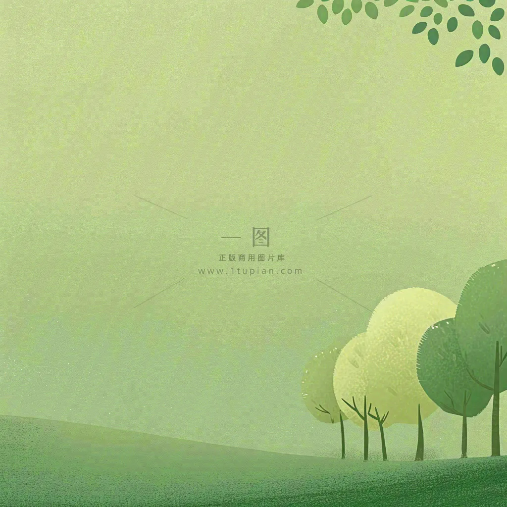 春天手绘绿草绿树