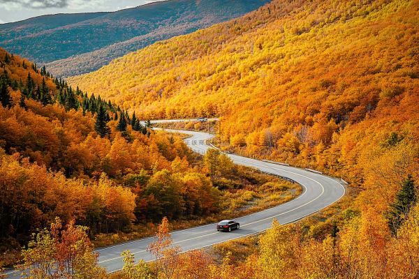 金秋森林公路一叶知秋秋天风景摄影图 金秋森林公路一叶知秋秋天风景摄影图