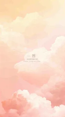 粉黄色渐变温暖云层白云可爱插画手绘