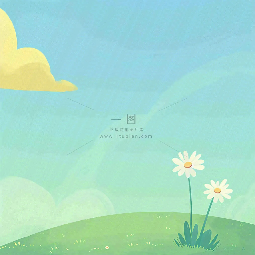 春天卡通手绘花草儿童节踏青春游