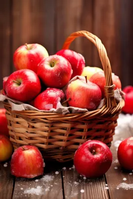 一竹篮红苹果水果平安夜摄影图
