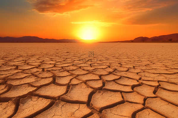 缺水干裂的土地地面干枯摄影图