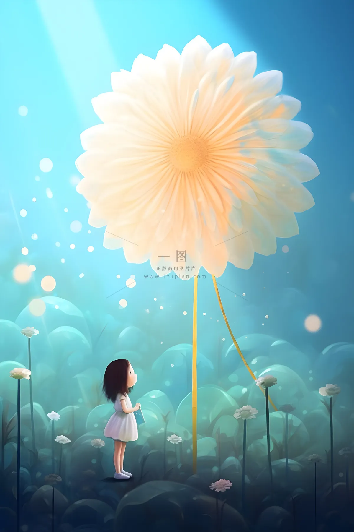 手绘插画花人物草原山森林大自然素材海报背景