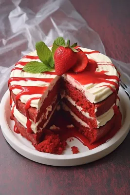 草莓奶油味蛋糕水果蛋糕下午茶美食甜点摄影图