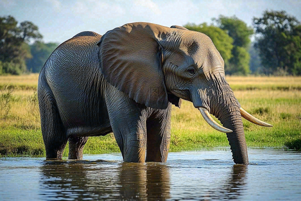 非洲大草原大象象群野生动物保护动物摄影图