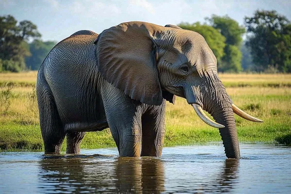 非洲大草原大象象群野生动物保护动物摄影图