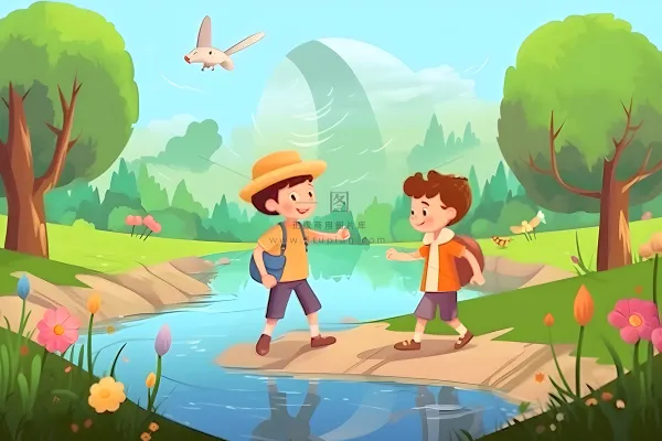 儿童孩子们大自然草原森林游玩卡通背景 儿童孩子们大自然草原森林游玩卡通背景