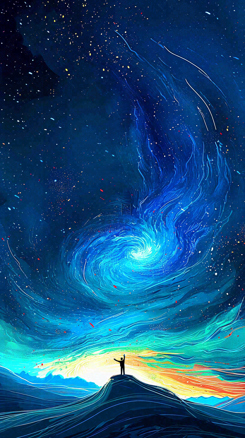 夜晚天蓝色天空科幻绚丽星空