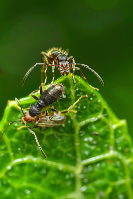 蚂蚁黑蚂蚁植物春天昆虫摄影图
