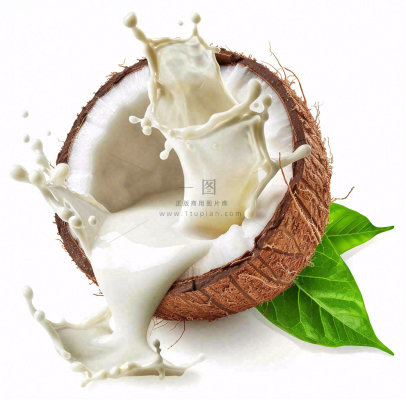 新鲜椰子汁水椰奶飞溅摄影图