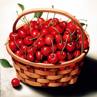 樱桃车厘子水果彩铅水彩插画插图背景