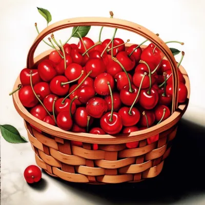 樱桃车厘子水果彩铅水彩插画插图背景