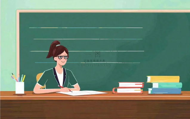 讲台上课教书育人老师黑板教师节卡通插画背景 讲台上课教书育人老师黑板教师节卡通插画背景