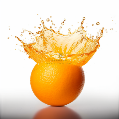 橙子果汁鲜榨果汁水花四溅摄影图
