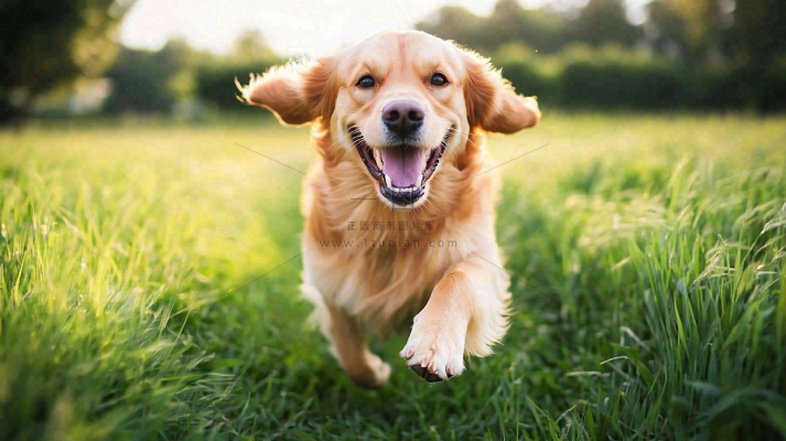 草丛里飞奔的金毛小狗宠物动物摄影图 草丛里飞奔的金毛小狗宠物动物摄影图