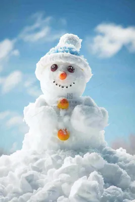 冬天雪地里的雪人可爱唯美立冬冬至小雪大雪摄影图