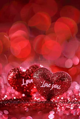 红色爱心love灯光亮片浪漫闪耀情人节七夕背景
