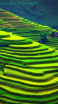 春天唯美绿色梯田种植,乡村小屋,谷雨摄影图 春天唯美绿色梯田种植,乡村小屋,谷雨摄影图