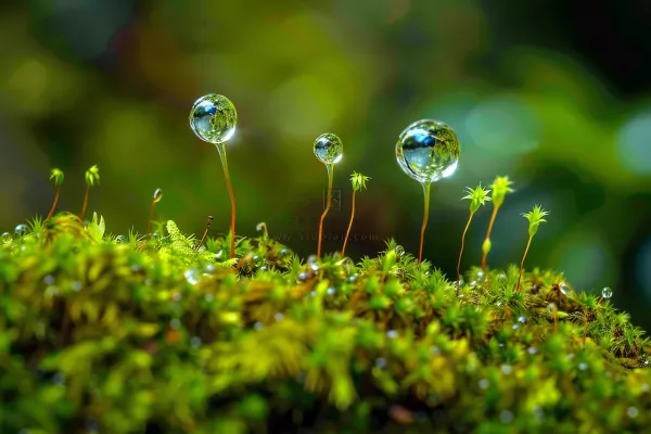 苔藓石壁上生长的苔藓春天摄影图