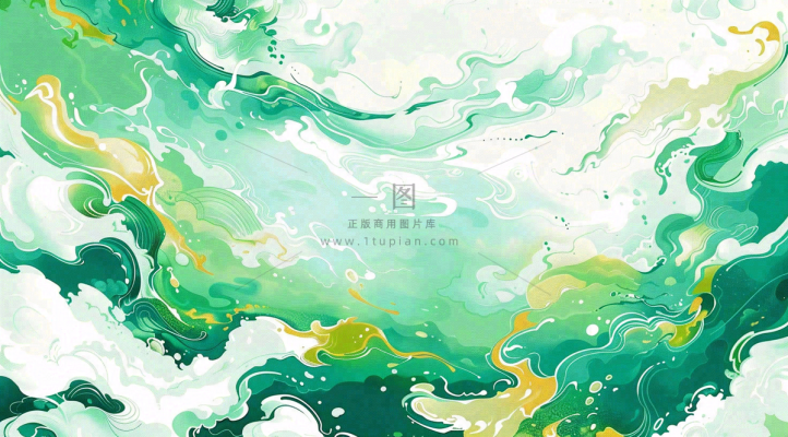 端午节水浪花绿色创意插画背景 端午节水浪花绿色创意插画背景