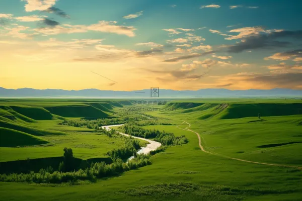 新疆春天草原风光大自然风景摄影图