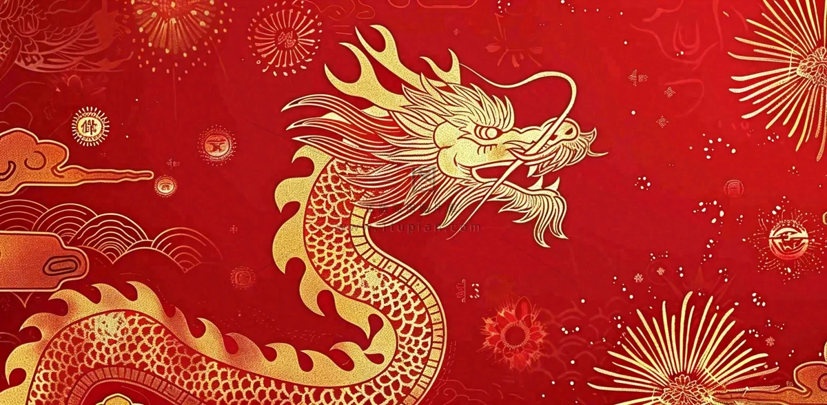 龙年新年红色插画金龙元旦喜庆庆祝背景
