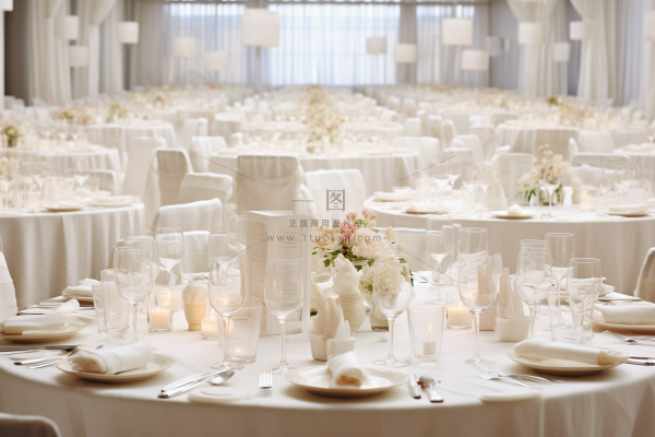 婚礼餐桌西餐洁白现场摄影图