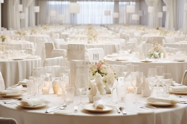 婚礼餐桌西餐洁白现场摄影图