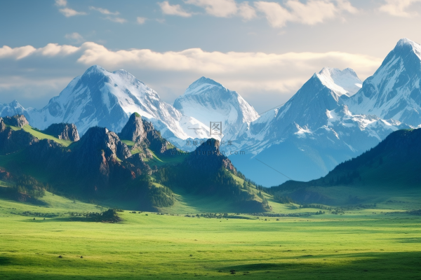 新疆春天草原风光大自然风景摄影图