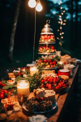 圣诞节日聚餐晚餐美食摄影图