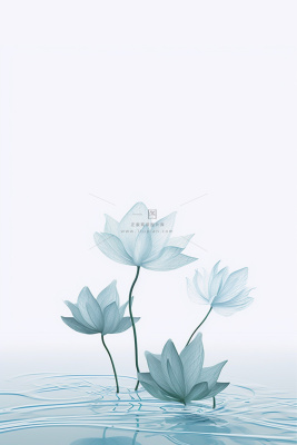 唯美清新荷花蓝色淡雅节气海报背景 唯美清新荷花蓝色淡雅节气海报背景