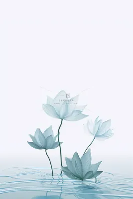 唯美清新荷花蓝色淡雅节气海报背景 唯美清新荷花蓝色淡雅节气海报背景