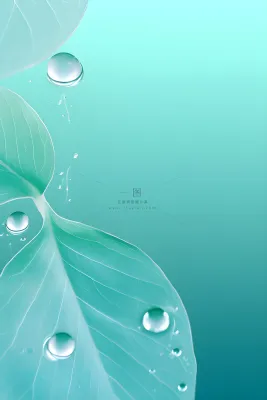 树叶露珠青色大气意境背景 树叶露珠青色大气意境背景