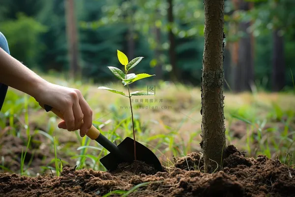 植树树苗保护环境摄影图