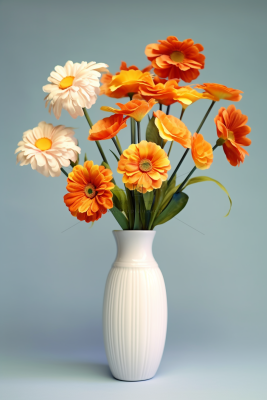 花瓶里的菊花小雏菊橘黄色家居摄影图