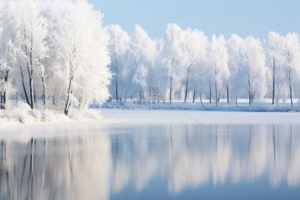 冬天雪景森林雾凇白雪摄影图
