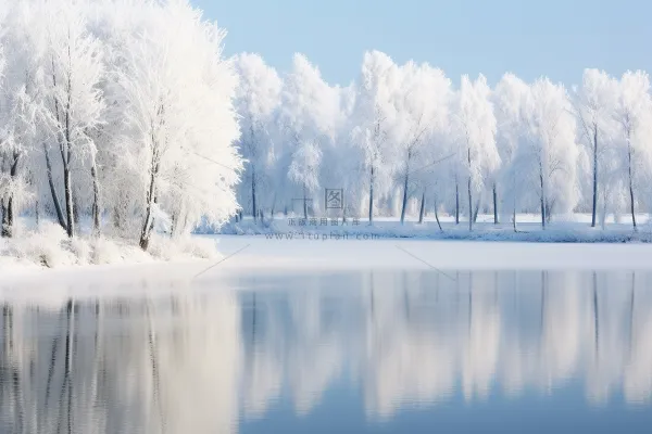 冬天雪景森林雾凇白雪摄影图