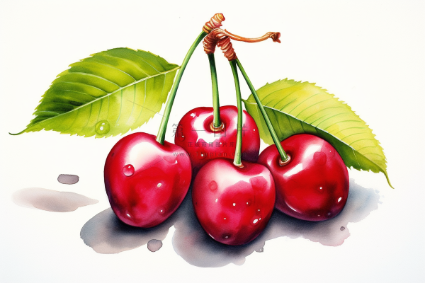 樱桃车厘子水果水彩插画插图背景